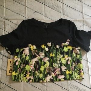 Victoria Beckham by Target 🎯 1x Top Plus Floral Black Mid-length Ruffle EUC
